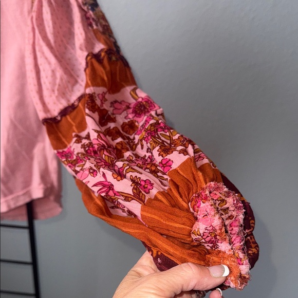 Free People Bohemian Pink Patchwork Women's Top - Picture 3 of 6